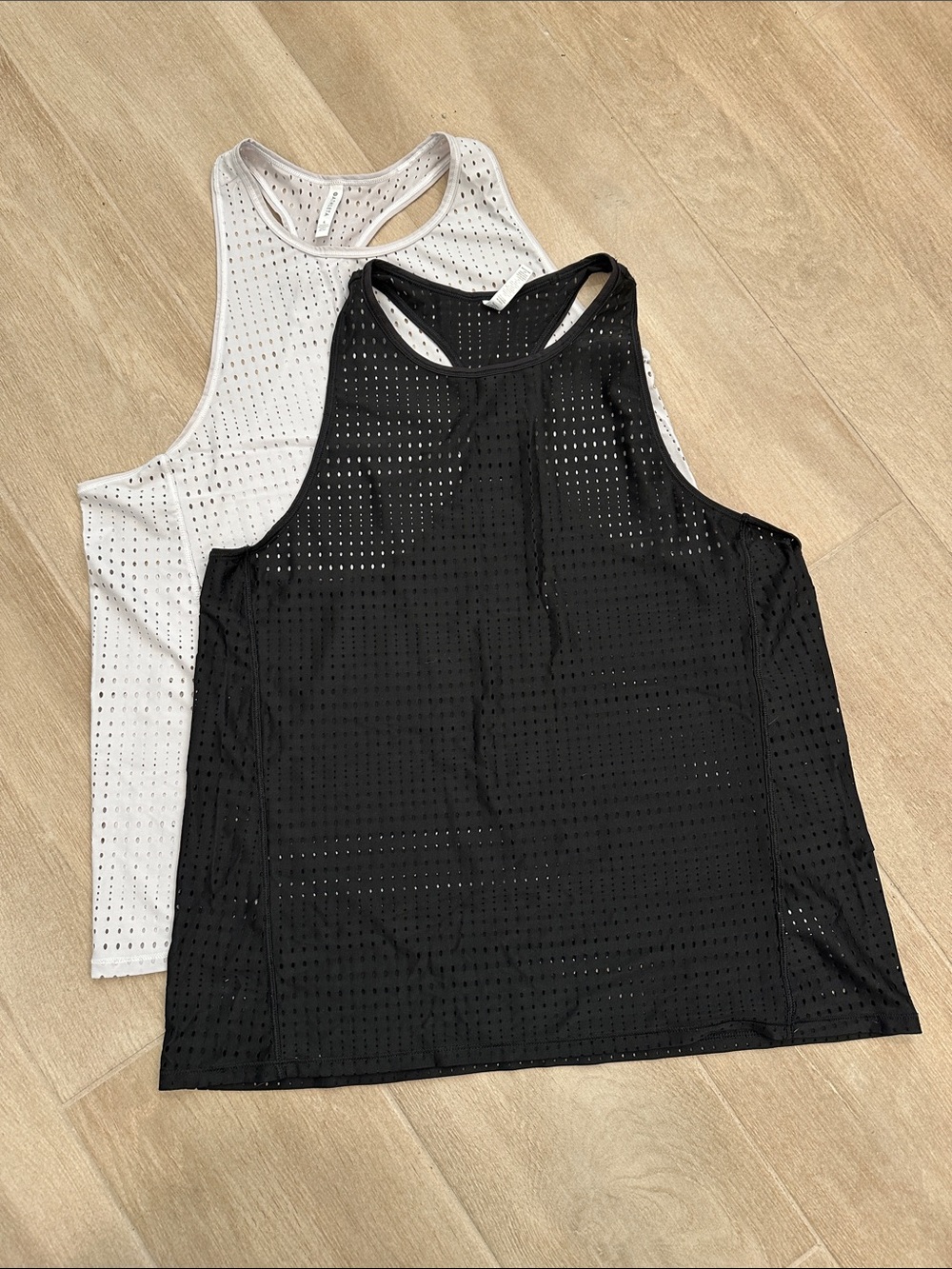 Athleta Women's Mesh Racerback Tank Top - Black and White